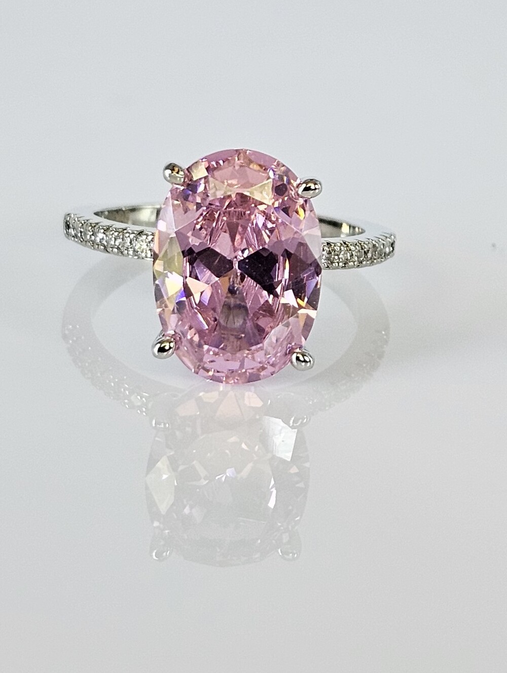 Gorgeous 5 Carat Pink Sapphire & Moissanite Ring Sterling Silver Size 7!